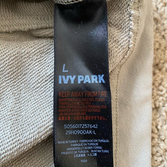 Ivy Park Tan Cropped Cotton Blend Hoodie - Picture 8 of 9